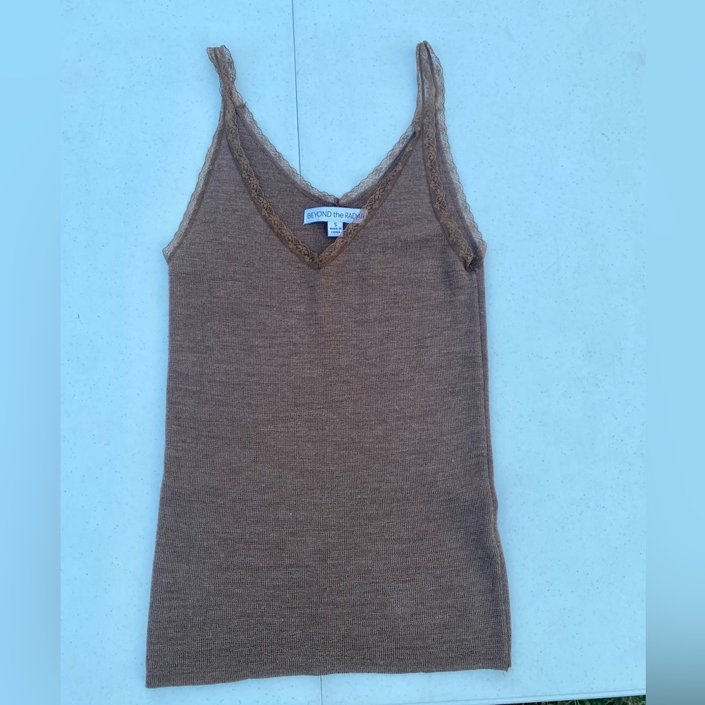 Lace-Strap Brown Tank Top (S)